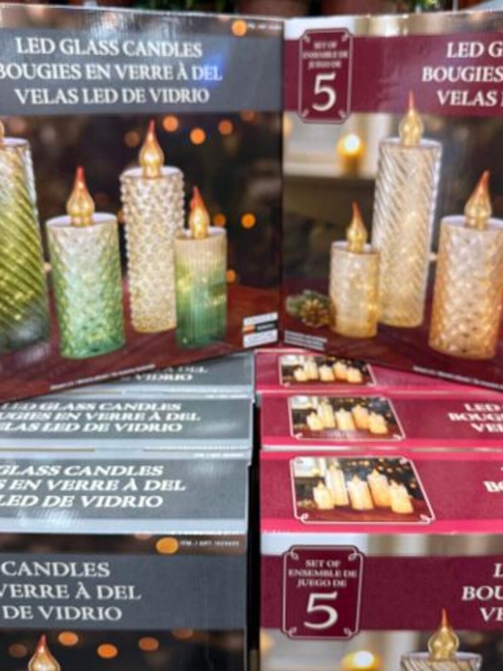 New Glass Candles with LED Lights (2 pack- set of 5)